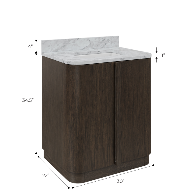 Oxford 30 In. Single Sink Pre-Assembled Mid-Century Style Bathroom Vanity With 1