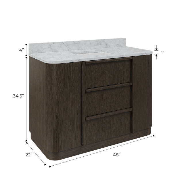 Oxford 48 In. Single Sink Pre-Assembled Mid-Century Style Bathroom Vanity With 1
