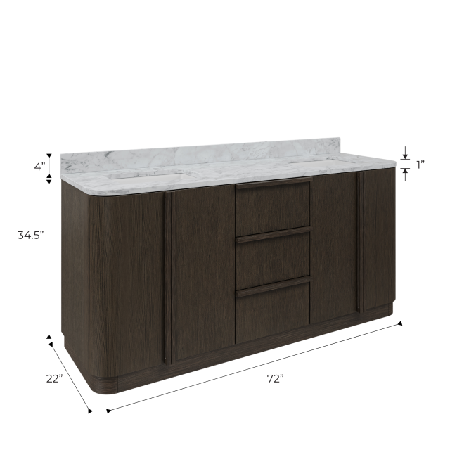 Oxford 72 In. Double Sink Pre-Assembled Mid-Century Style Bathroom Vanity With 1