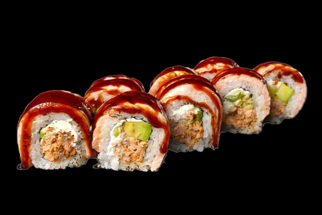 Flame Sake Roll sushi in saarlouis