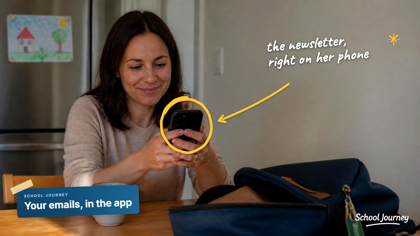 Integrates with Blackbaud - Image 3 - Parent reading school news on her phone.jpg