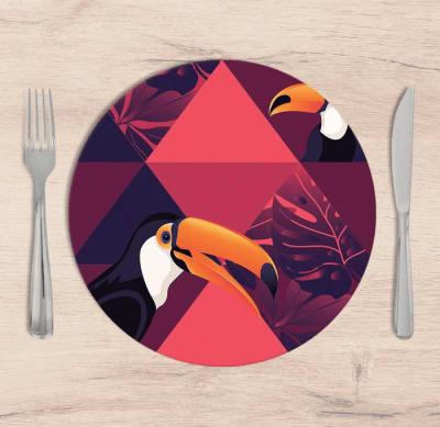 Kit: 4 Capas de Sousplat Redondo Toucan - 35x35
