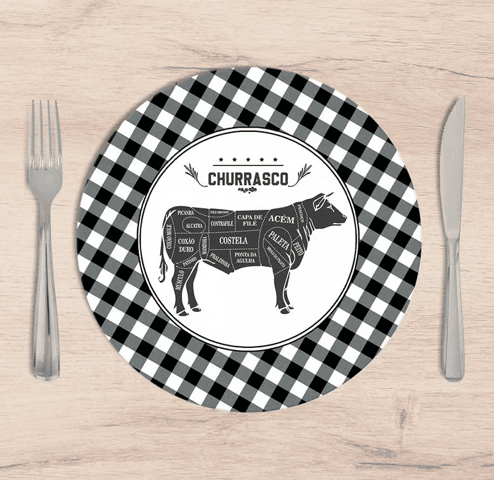 Kit: 4 Capas de SOUSPLAT Redondo Churrasco - 35x35 -