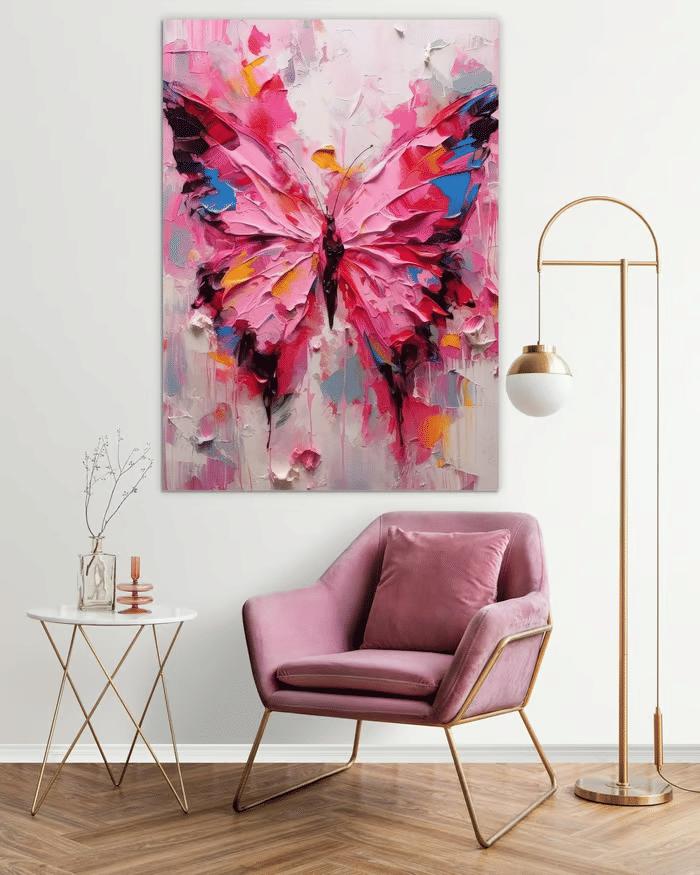 Tela Decorativa Grande Borboleta Rosa