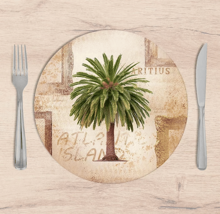 Kit: 4 Capas de Sousplat Redondo Tropical Sand - 35x35