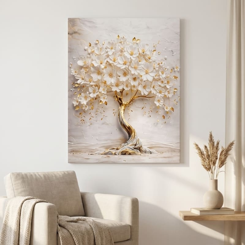 Tela Decorativas Grande Arvore Gold