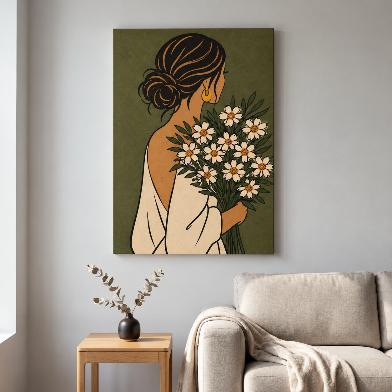Tela Decorativa Grande Flora Verde