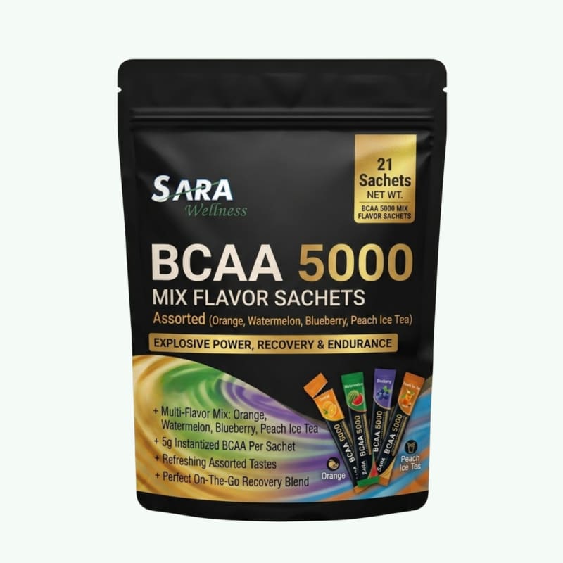 BCAA 5000 Mix Flavor Sachets (Orange, Watermelon, Blueberry, Peach Ice Tea)