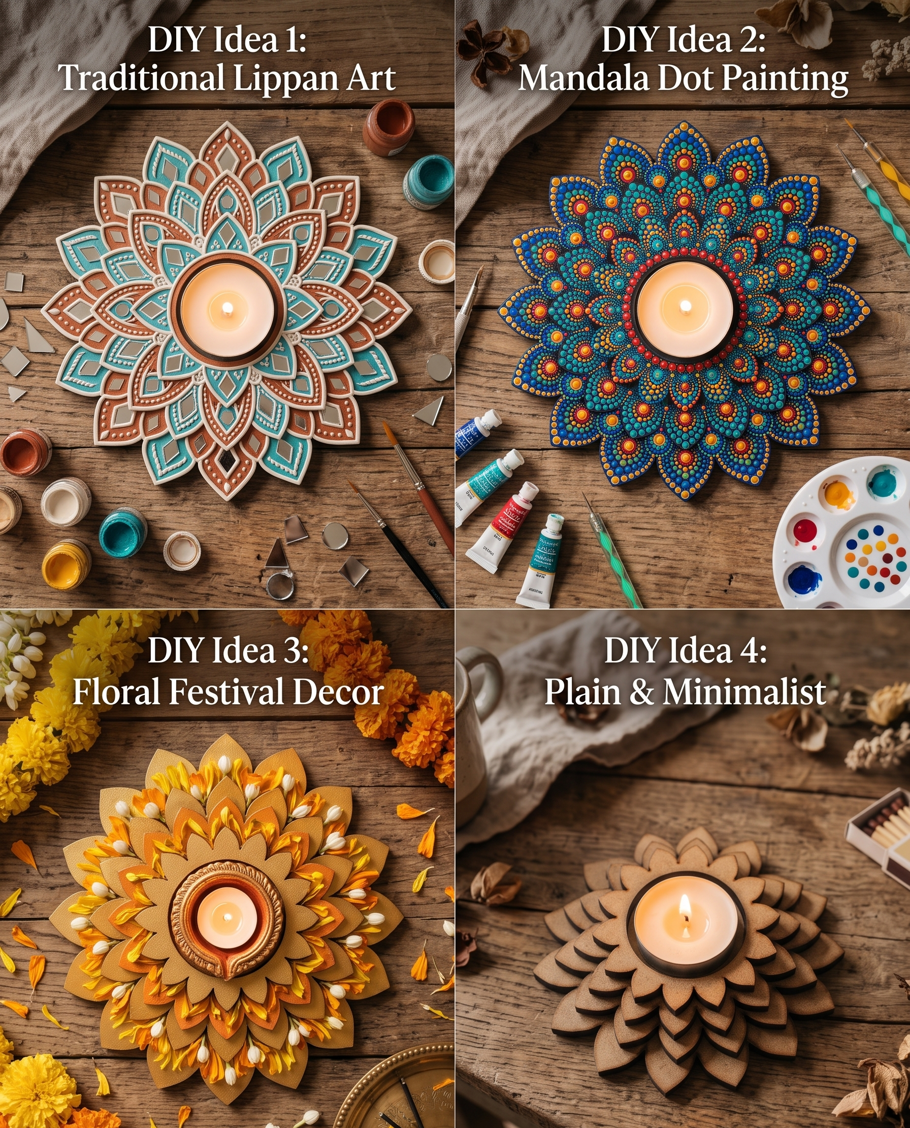 Layered Lotus MDF Tealight Holder Base