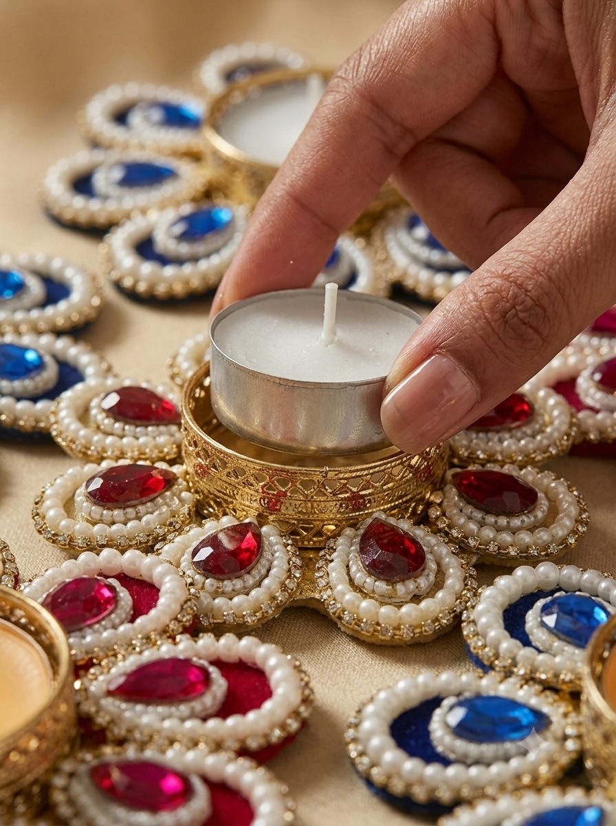 Crystal And Pearl Tlight Holders