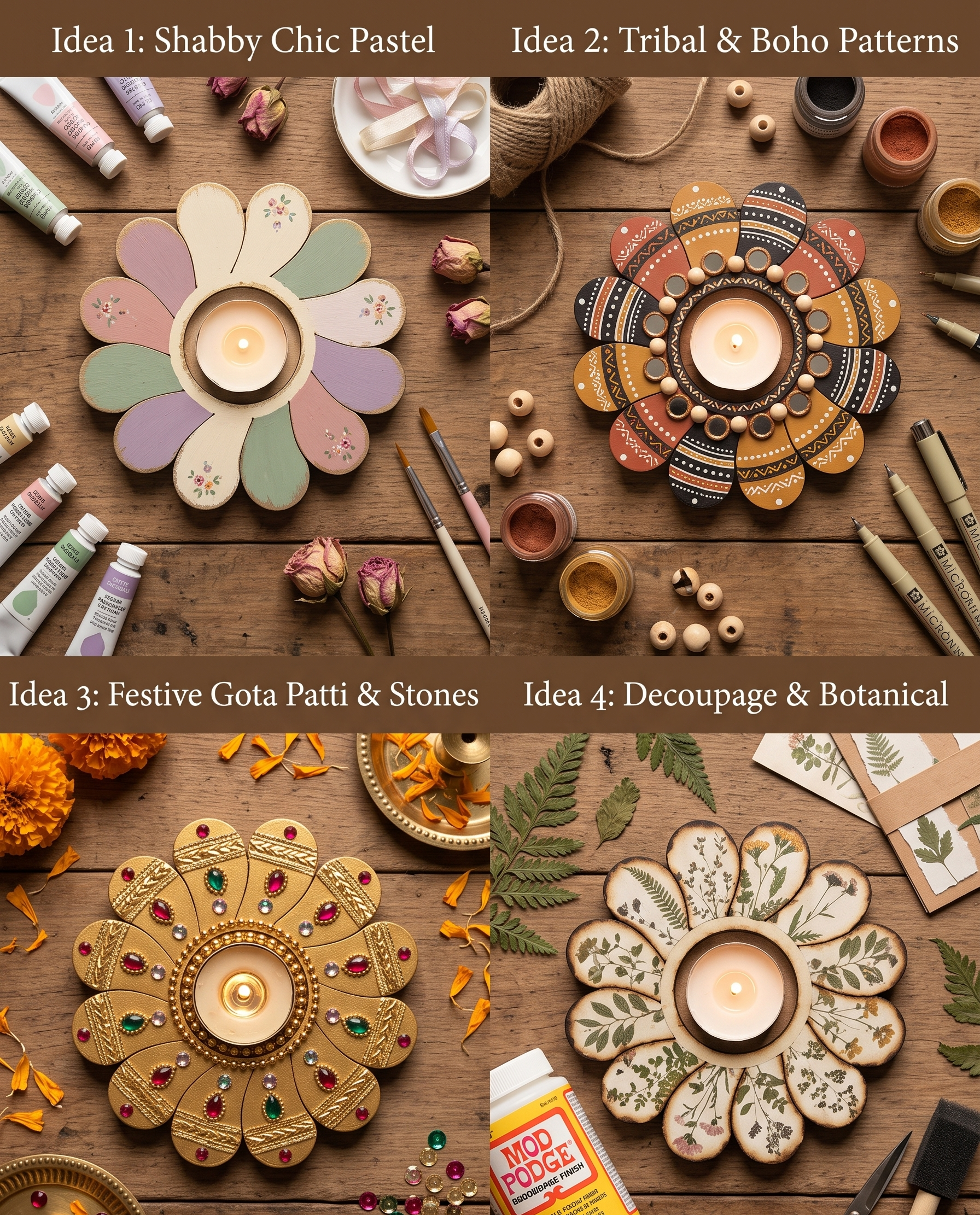Daisy Petal MDF Tealight Holder Base