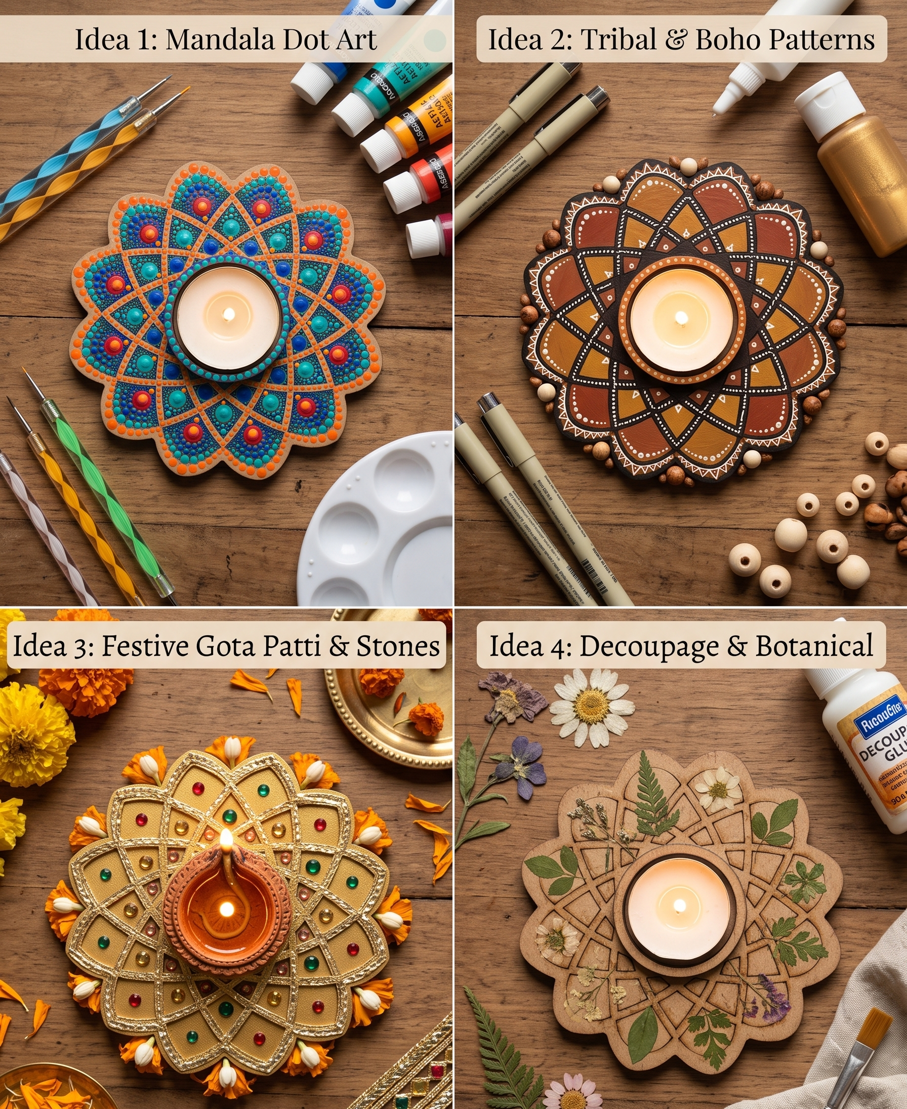 Interwoven Mandala MDF Tealight Holder Base