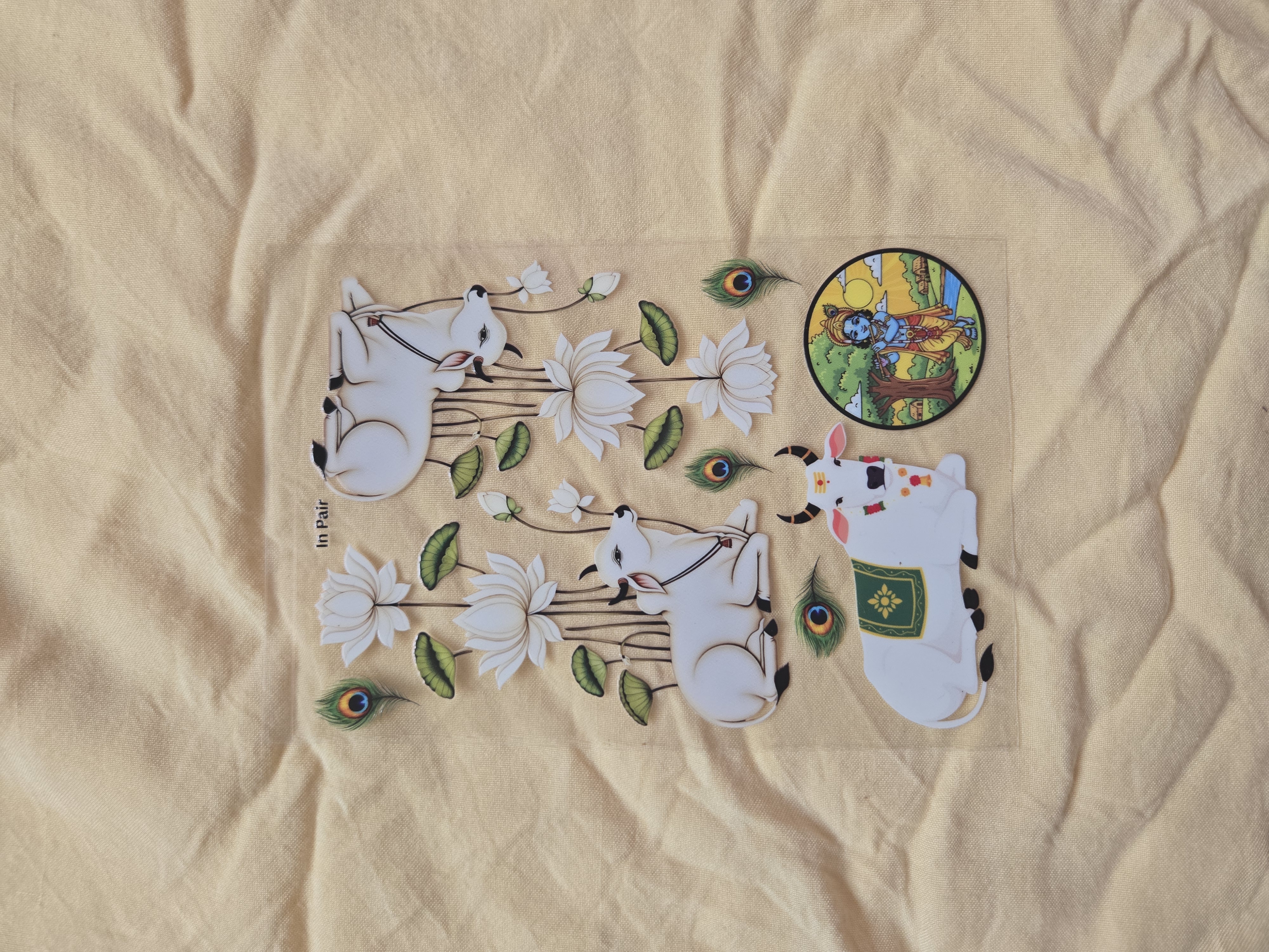 Cow Lotus & Krishna UV DTF Sticker Sheet