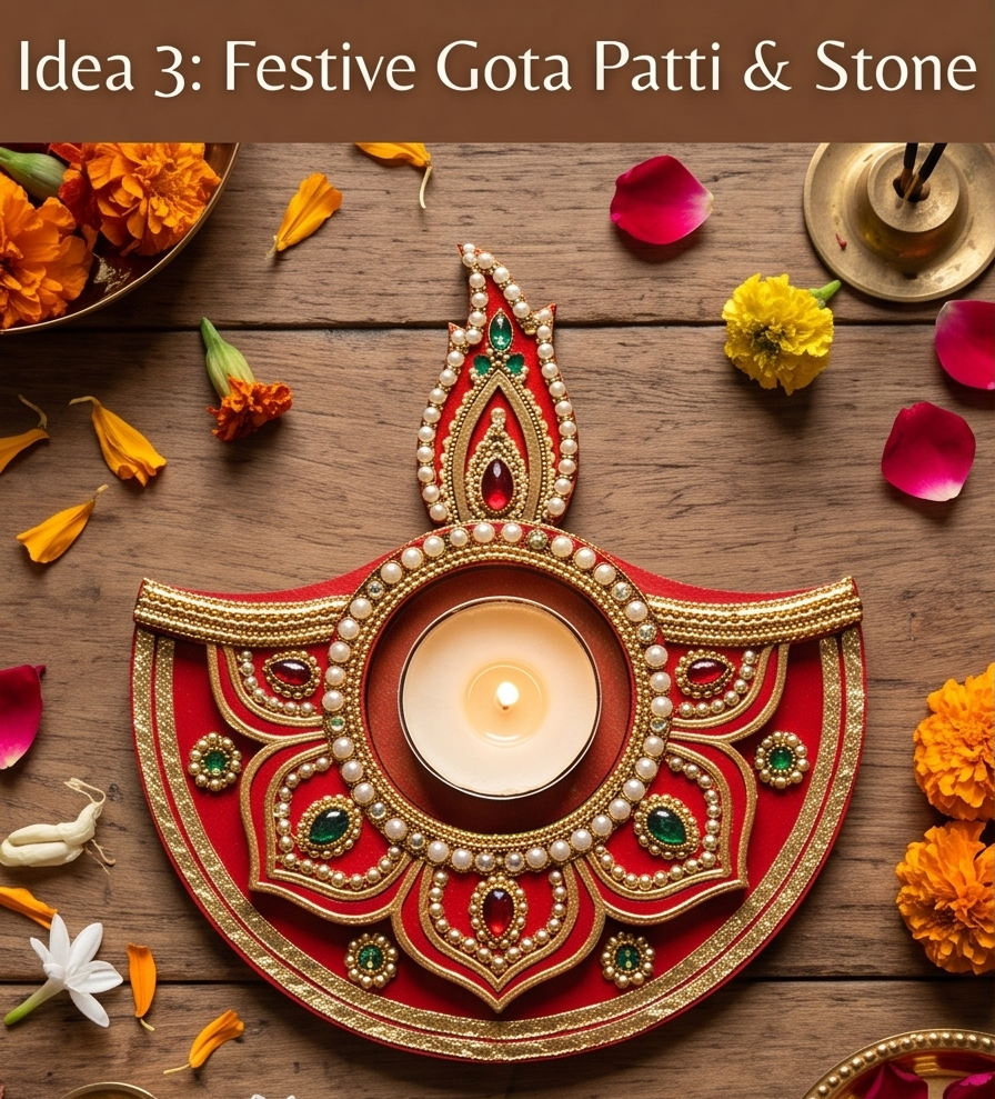 Diya Shape MDF Tealight Holder Base