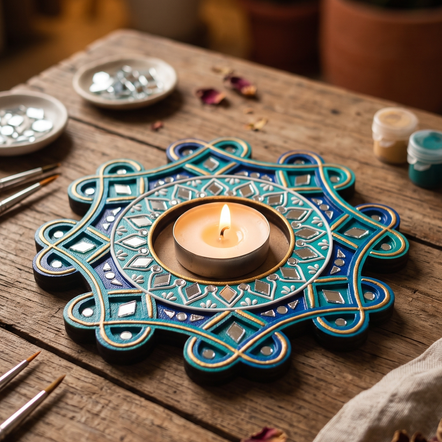 Geometric Loop MDF Tealight Holder Base