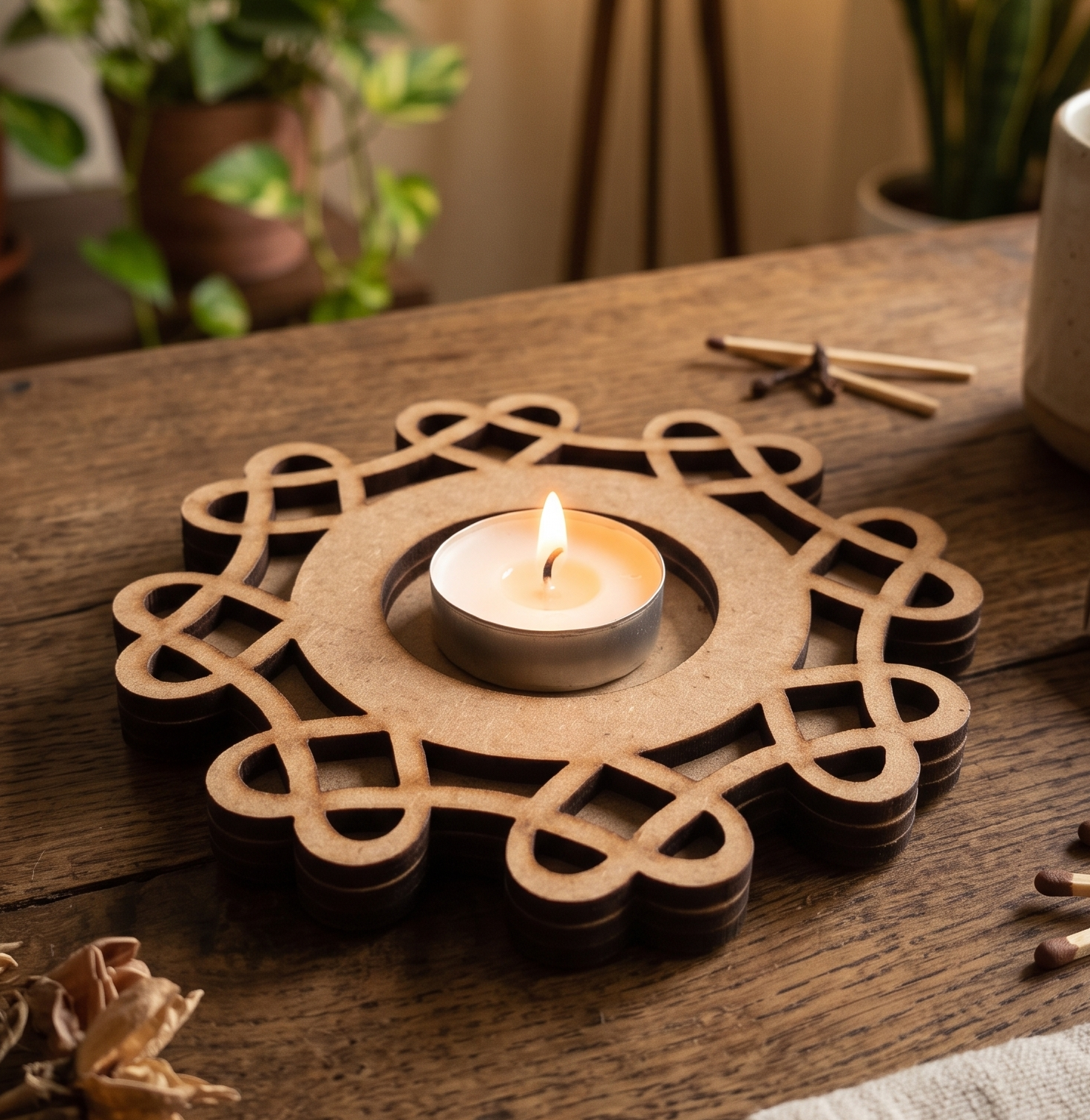 Geometric Loop MDF Tealight Holder Base