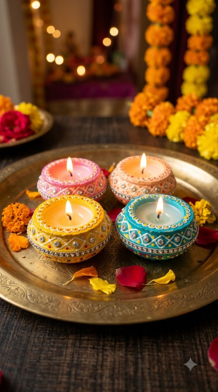 Decorative Matki Candle - set of 4