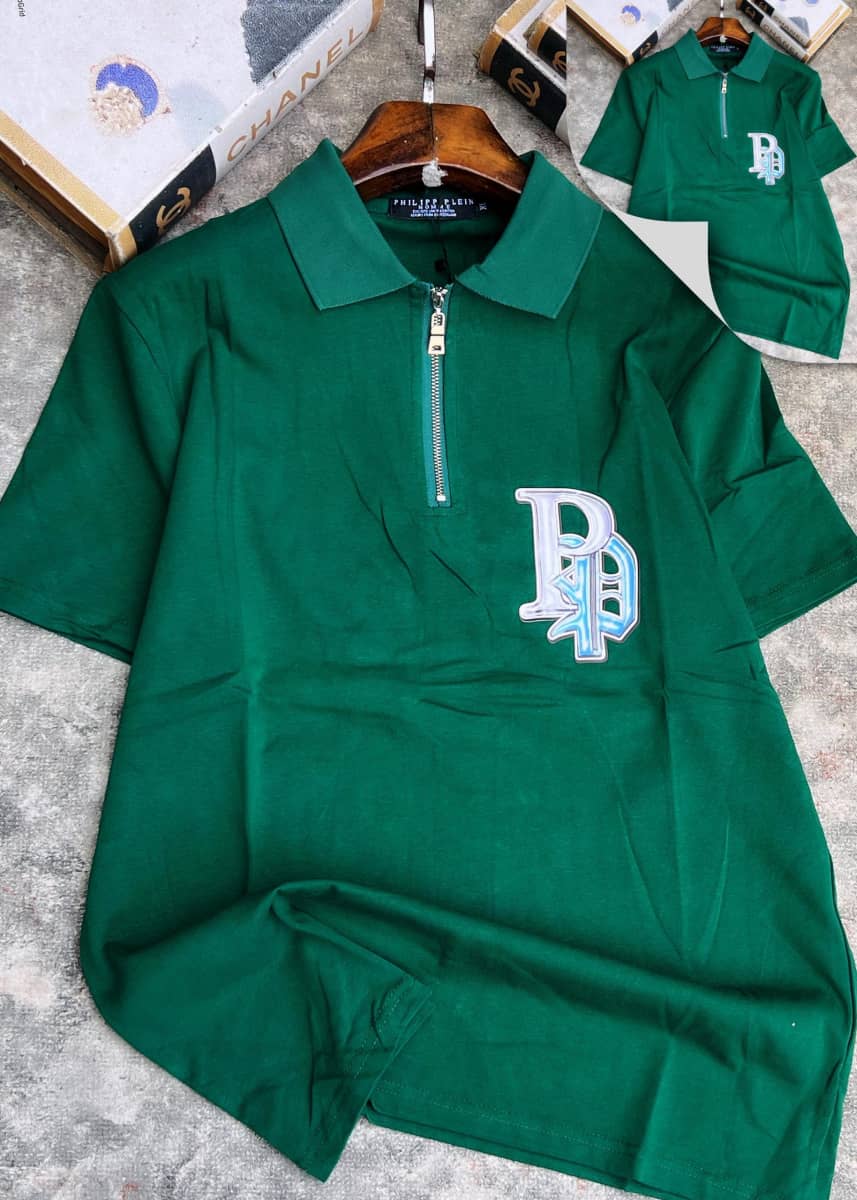 Designer Polo Top with Zip Neck