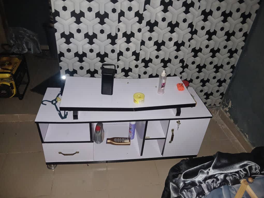 White TV Shelf with Storage