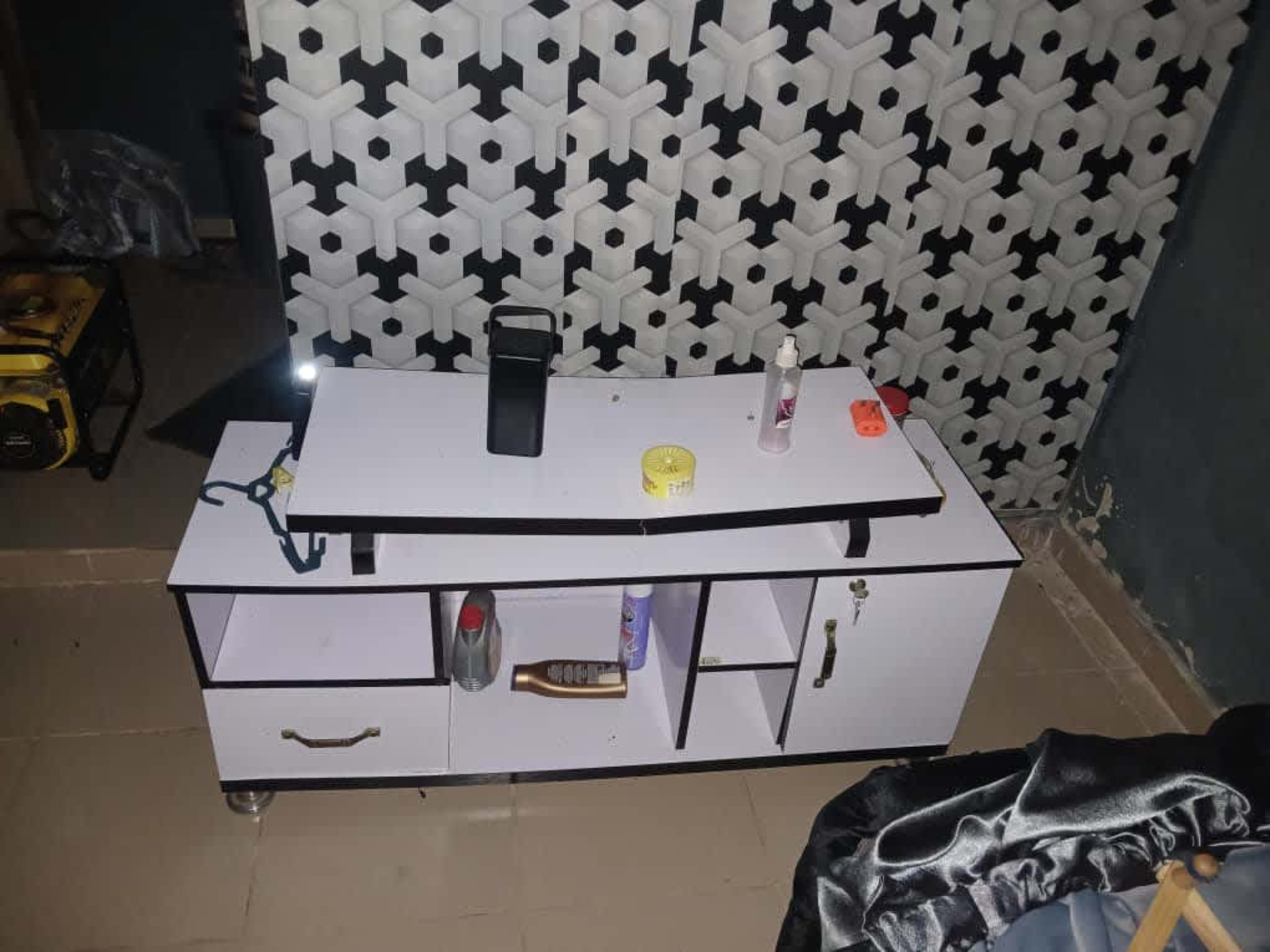 White TV Shelf with Storage