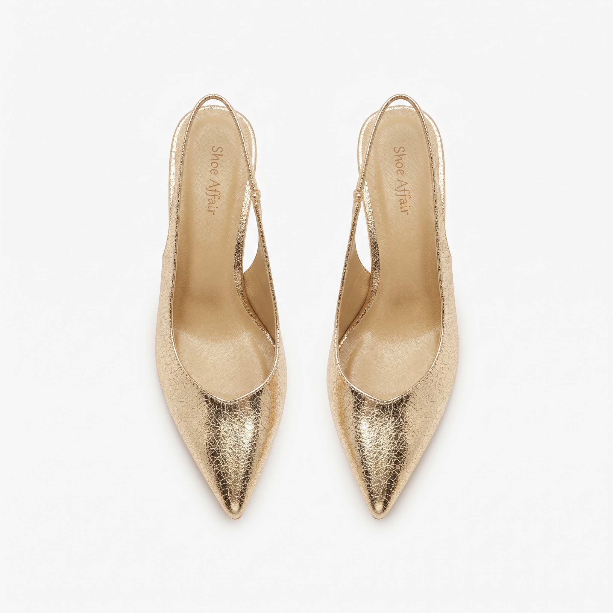 Metallic Pointed-Toe Slingback Stiletto Heels Image 2