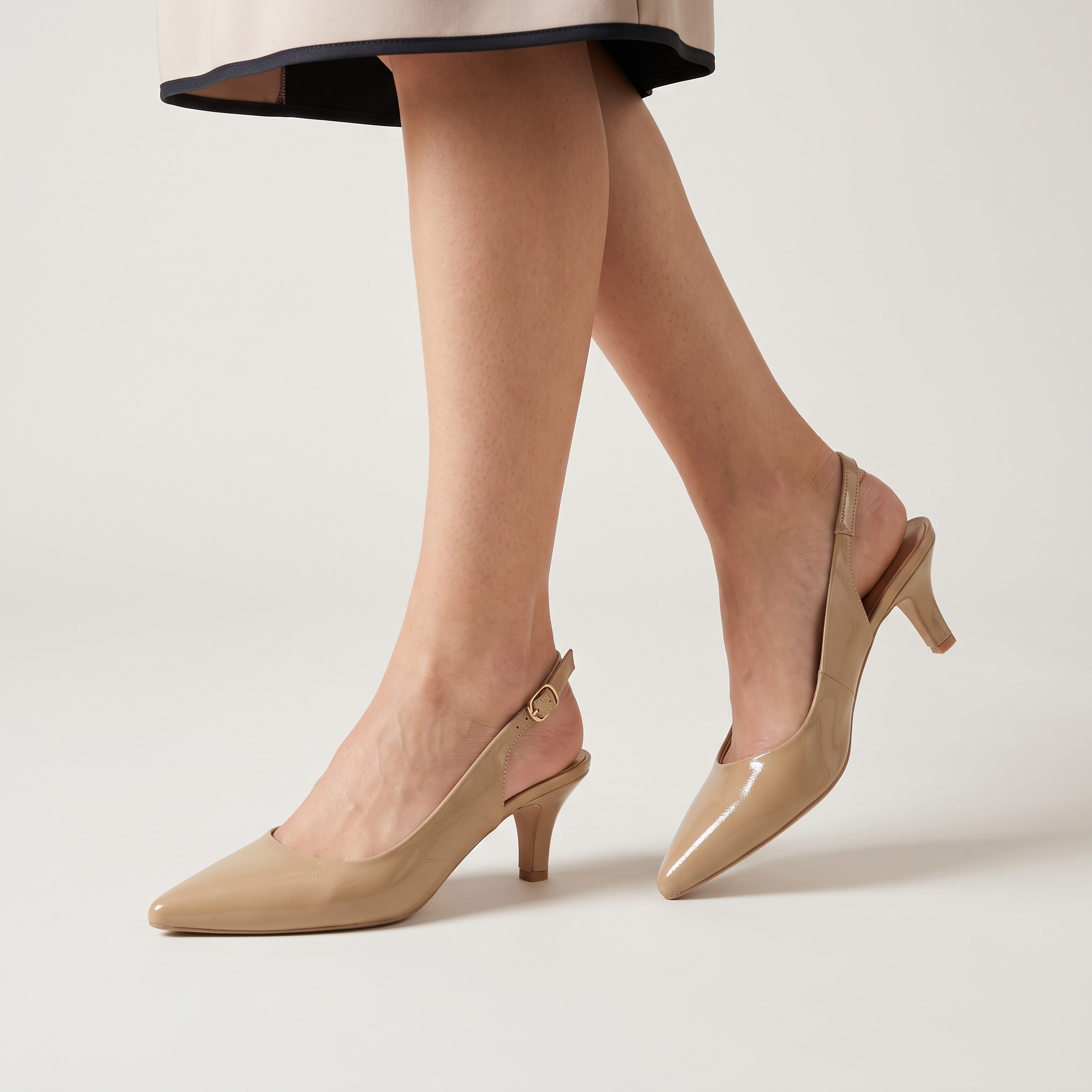 Patent Pointed-Toe Slingback Kitten Heels Image 3