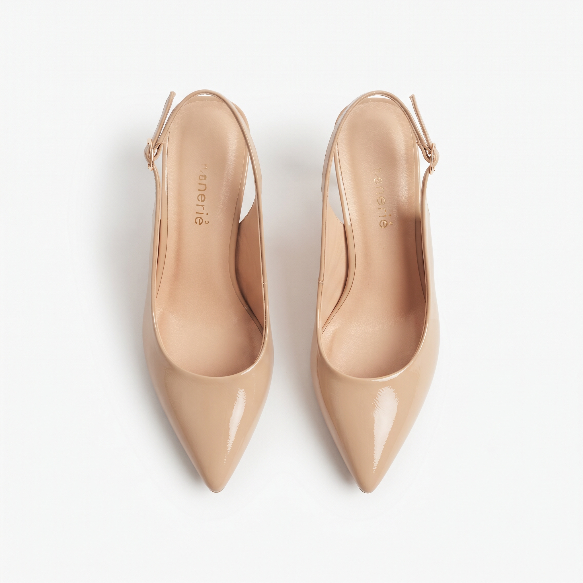 Patent Pointed-Toe Slingback Kitten Heels