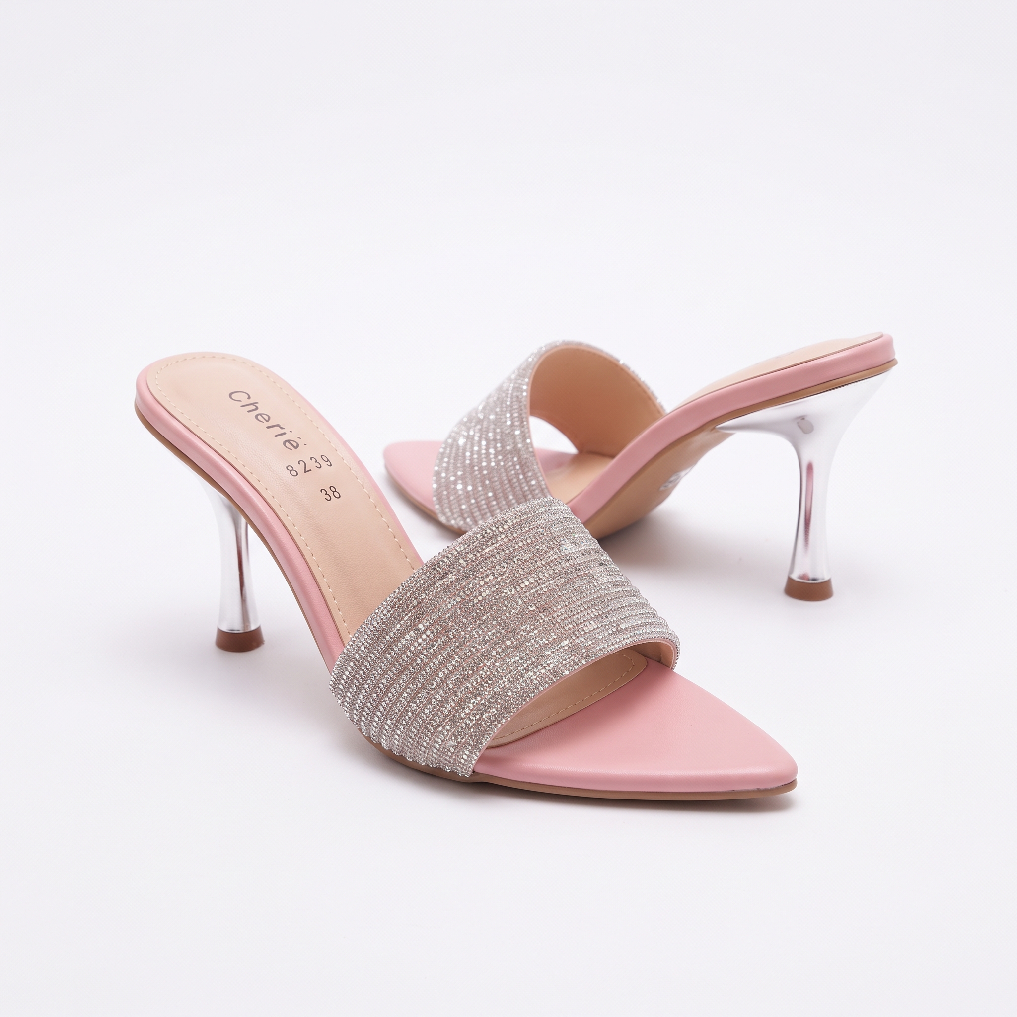 Crystal-Embellished Stiletto Mules Image 3