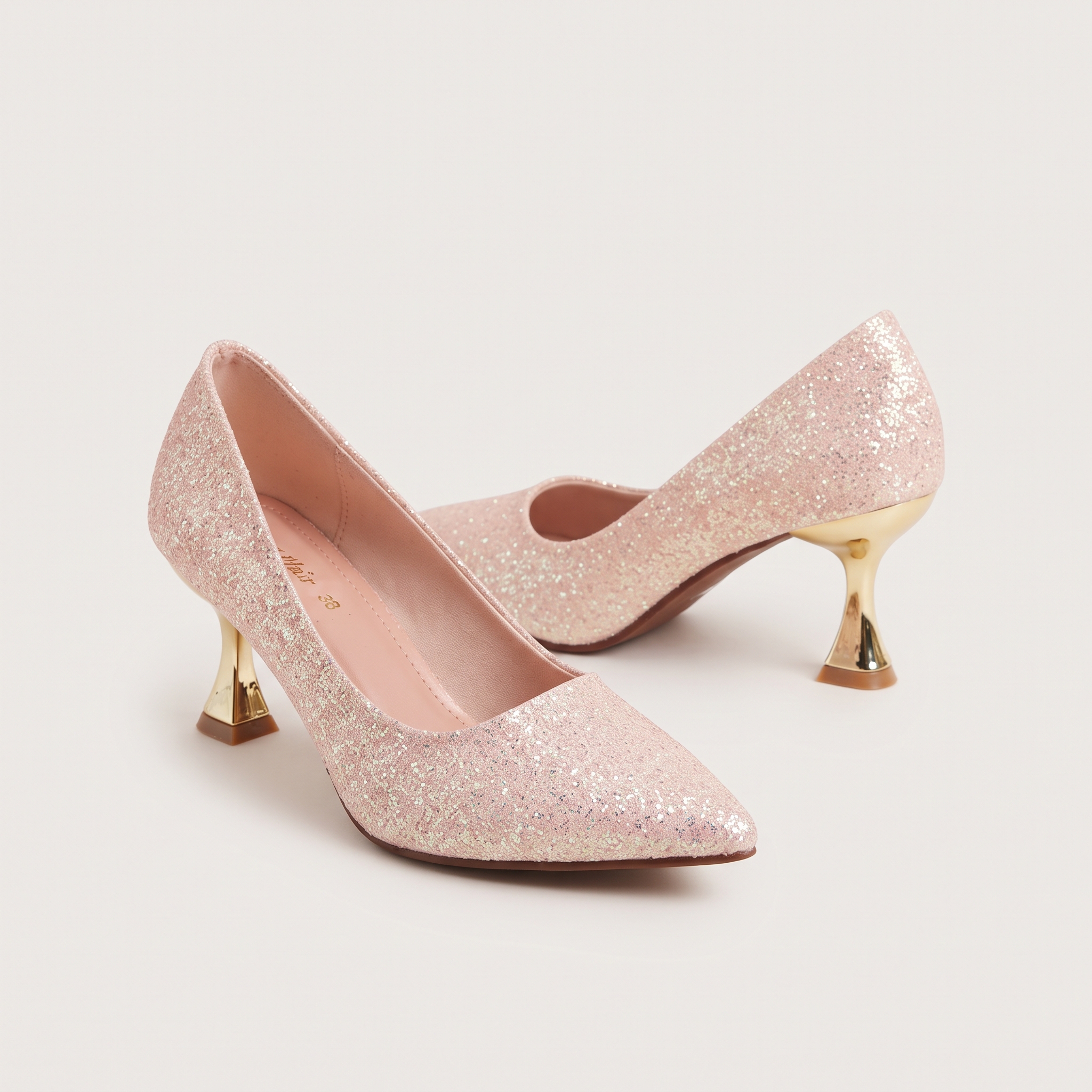 Iridescent Textured Kitten-Heel Pumps Image 2