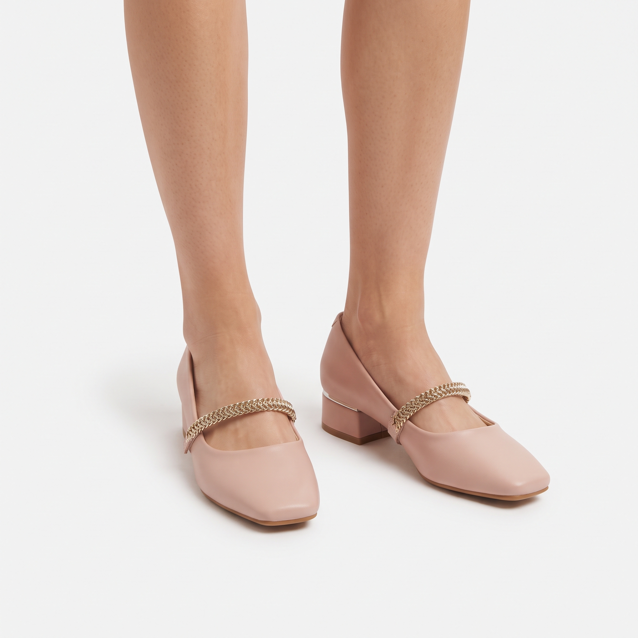 Metallic-Trimmed Block-Heel Mary Janes Image 4