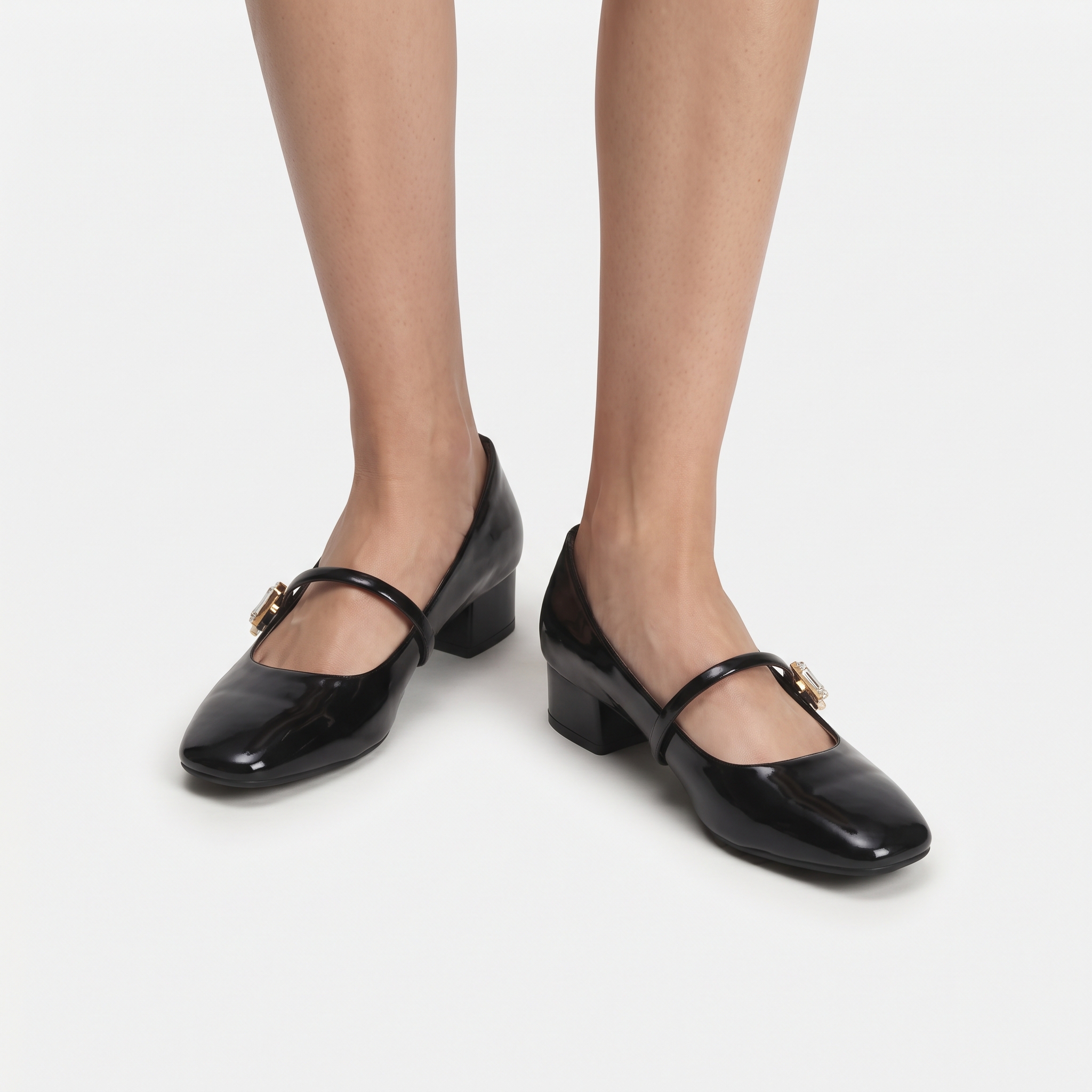 Crystal-Buckle Block-Heel Mary Janes Image 3