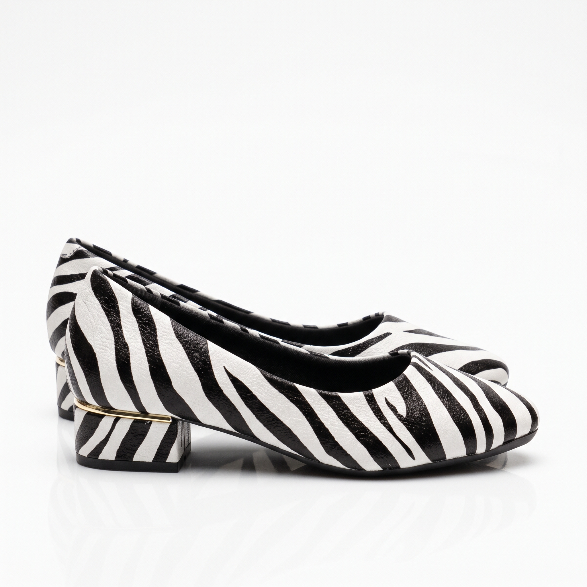 Tiger Print Low Block Heel Pumps