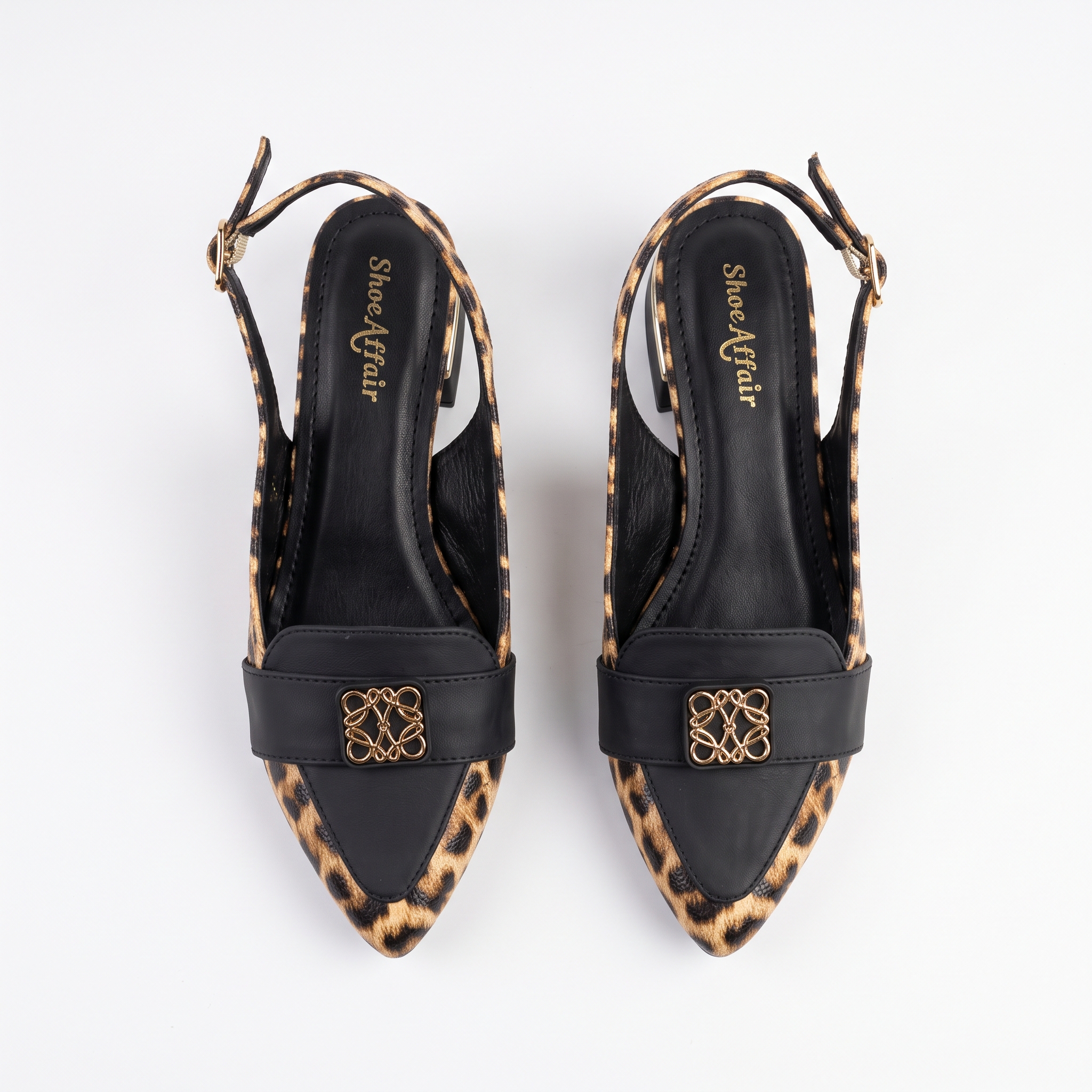Animal Print Slingback Low Block Heels Image 2