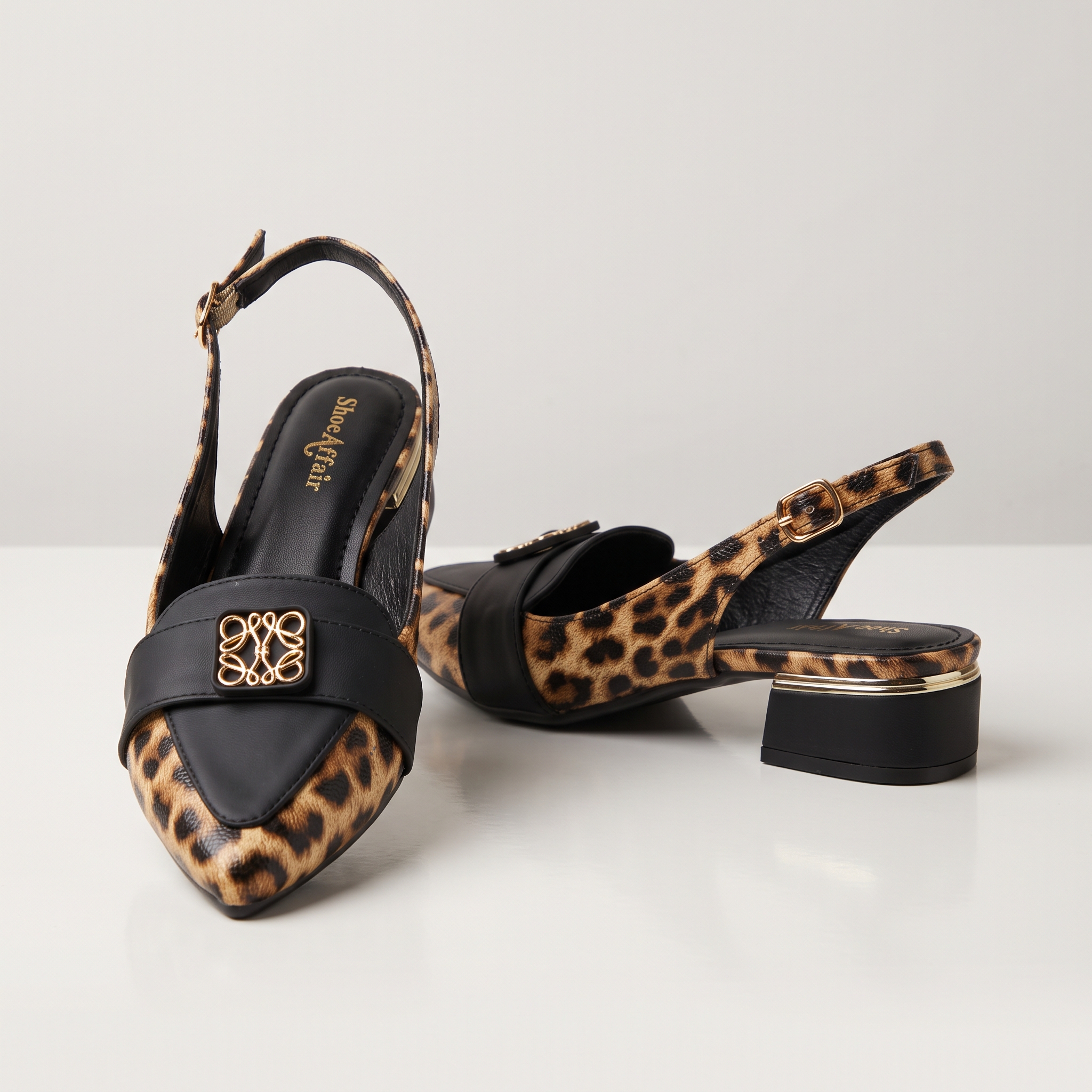 Animal Print Slingback Low Block Heels Image 3