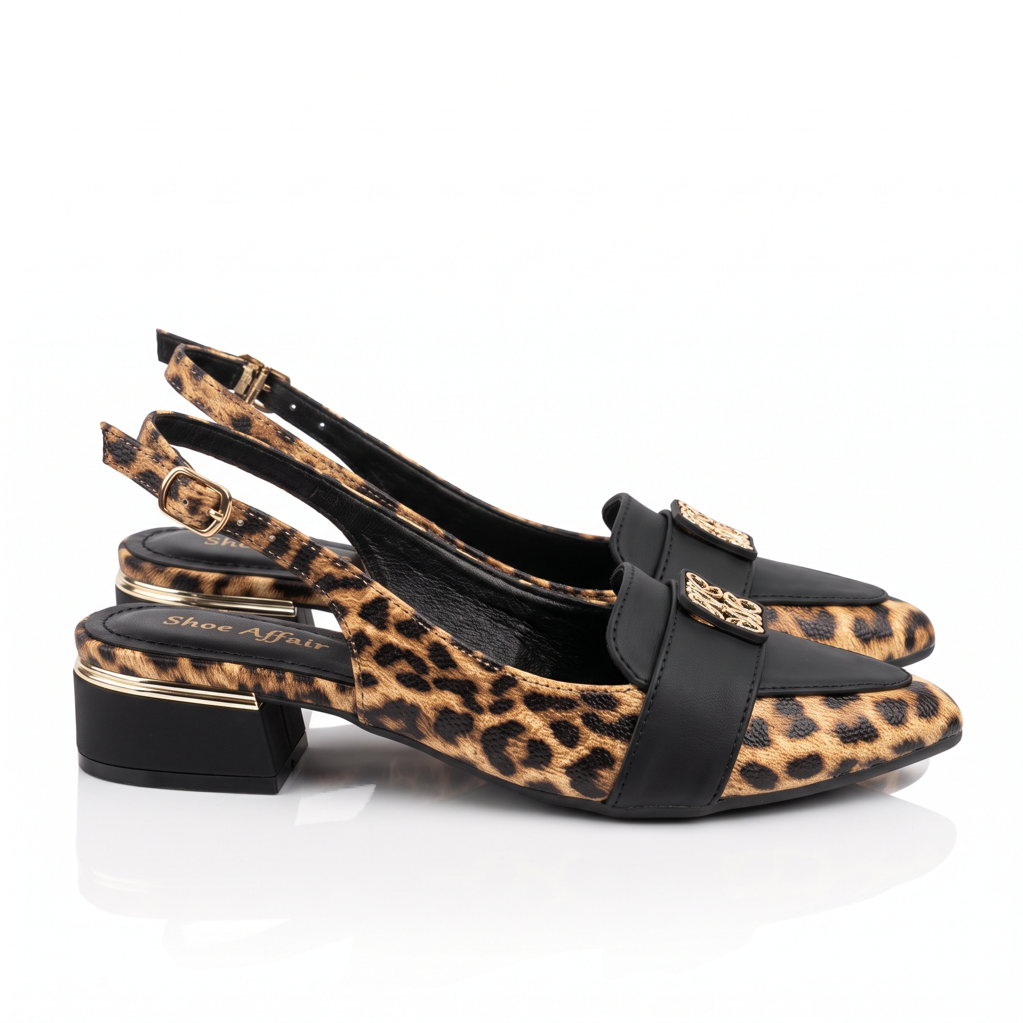 Animal Print Slingback Low Block Heels