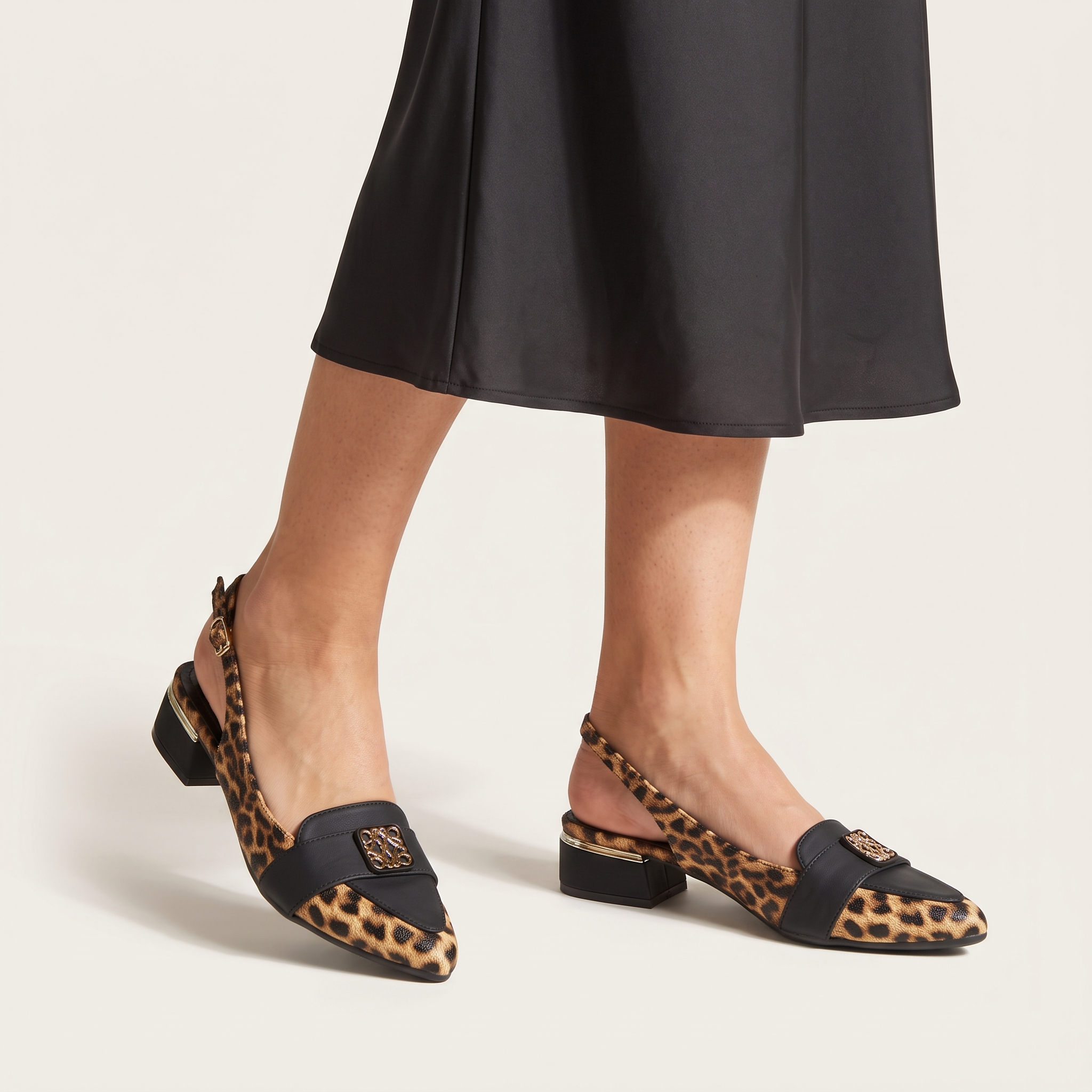 Animal Print Slingback Low Block Heels Image 4