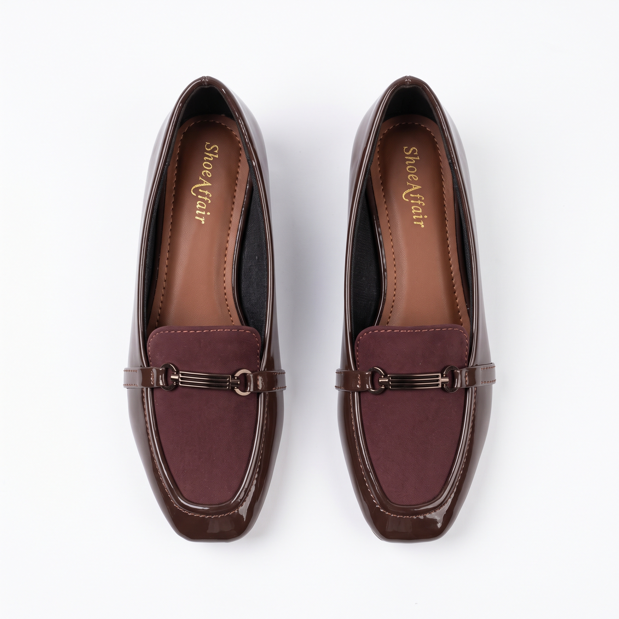 Glossy Patent Loafer Low Block Heels Image 2