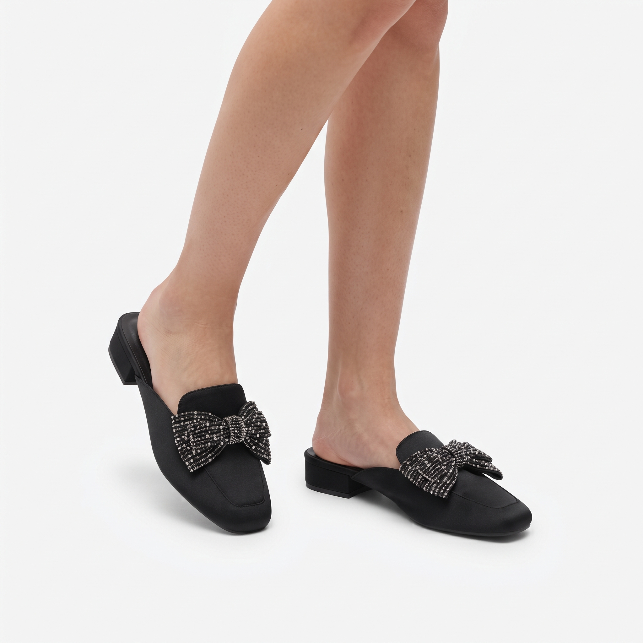 Crystal Bow Low Heel Mules Image 3