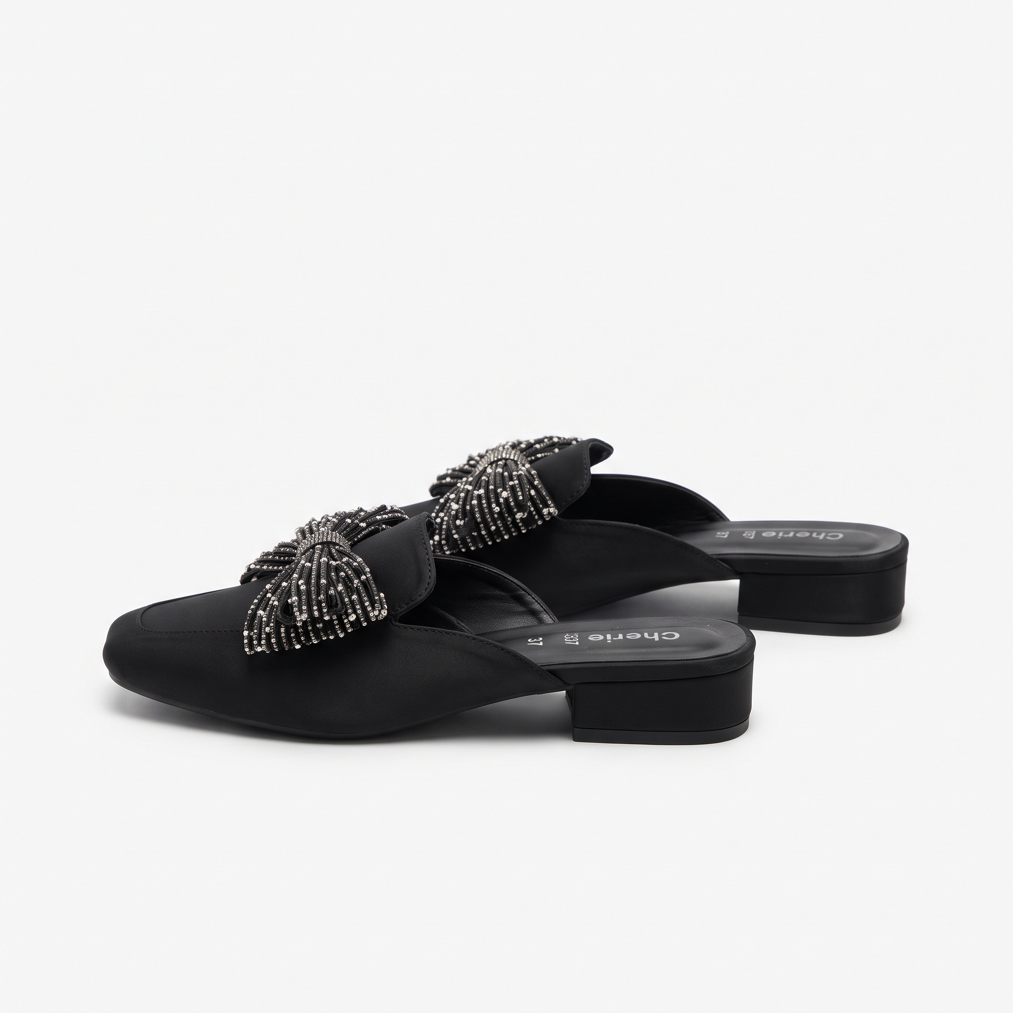 Crystal Bow Low Heel Mules Image 2