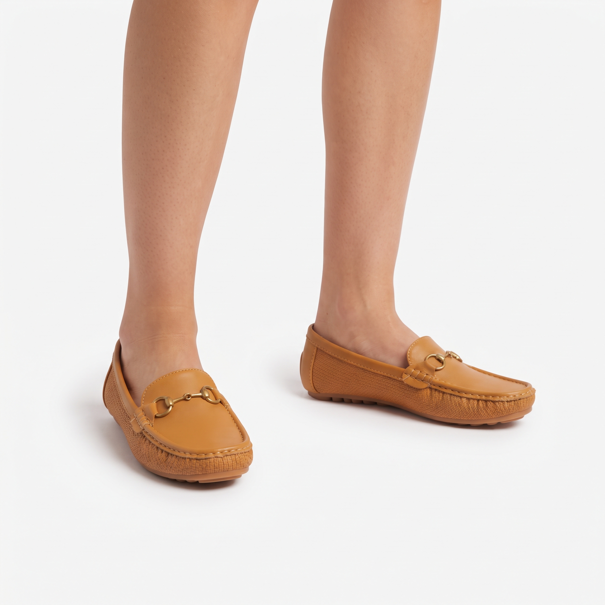 Gold-Buckle Woven Loafers Image 3