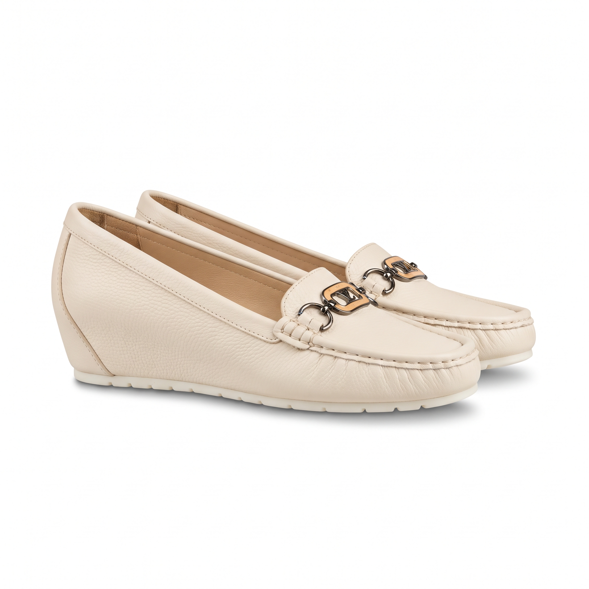 Wedge Loafers with Metallic Buckle