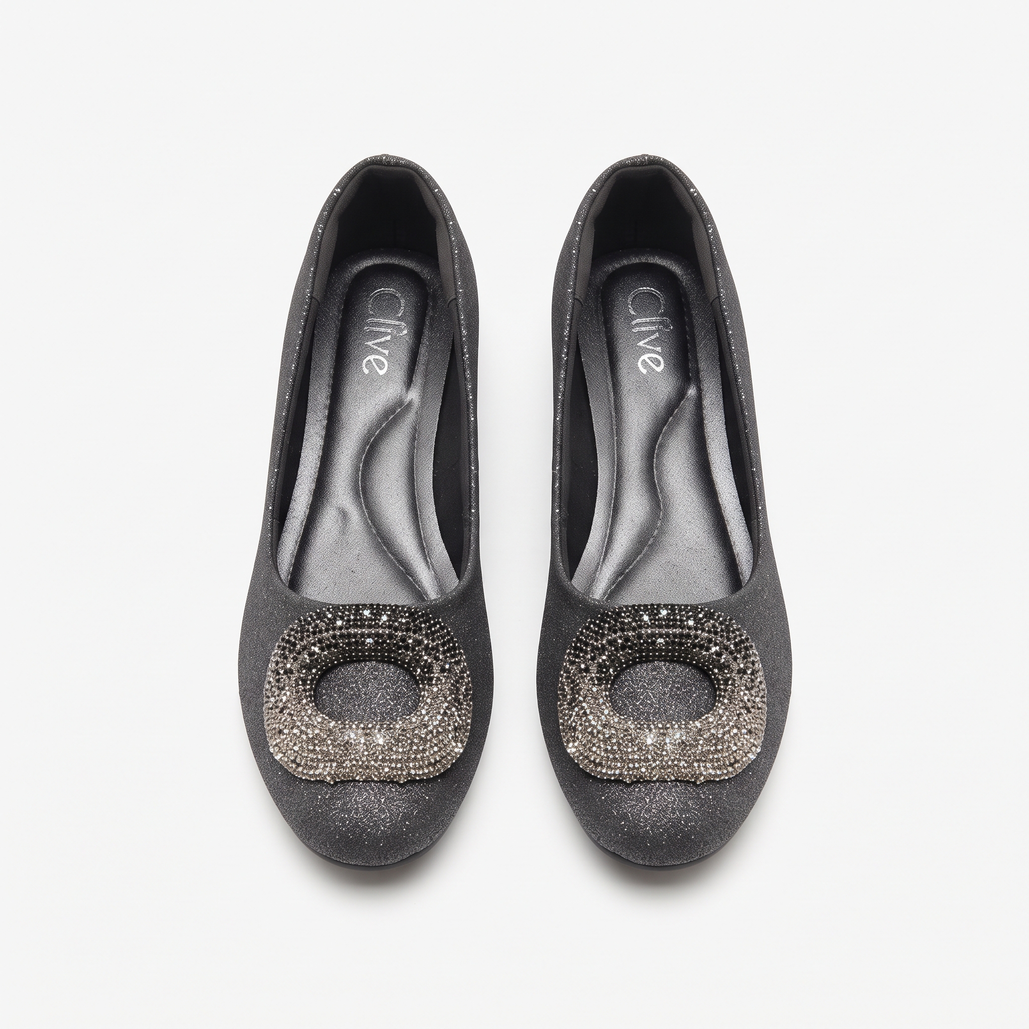 Glitter Flats with Rhinestone Buckle Image 2