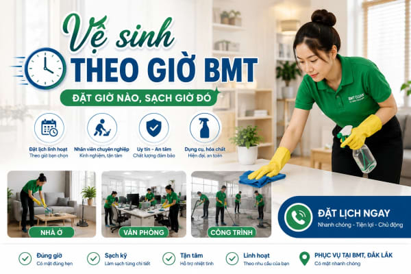 Vệ sinh theo giờ BMT – Đặt giờ nào, sạch giờ đó, giá chỉ từ 80k/giờ