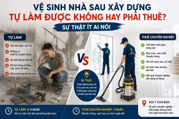 Vệ sinh nhà sau xây dựng tự làm được không hay phải thuê? Sự thật ít ai nói