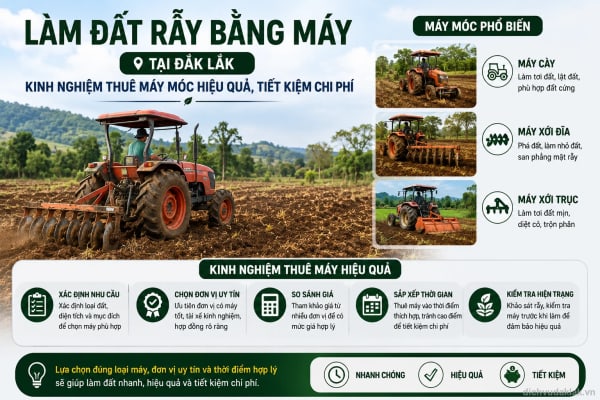 Làm đất rẫy bằng máy tại Đắk Lắk - kinh nghiệm thuê máy móc hiệu quả, tiết kiệm chi phí