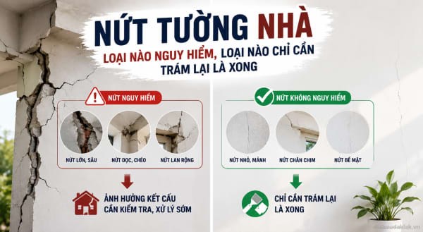 Nứt tường nhà - loại nào nguy hiểm, loại nào chỉ cần trám lại là xong