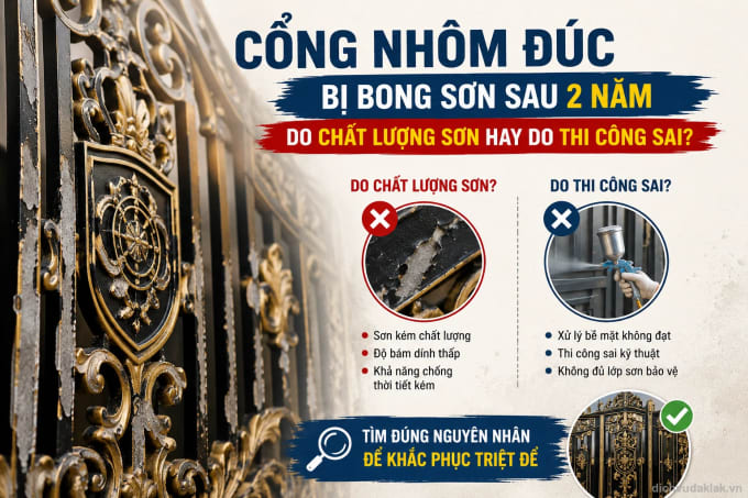 Cổng nhôm đúc bị bong sơn sau 2 năm nguyên nhân và cách xử lý