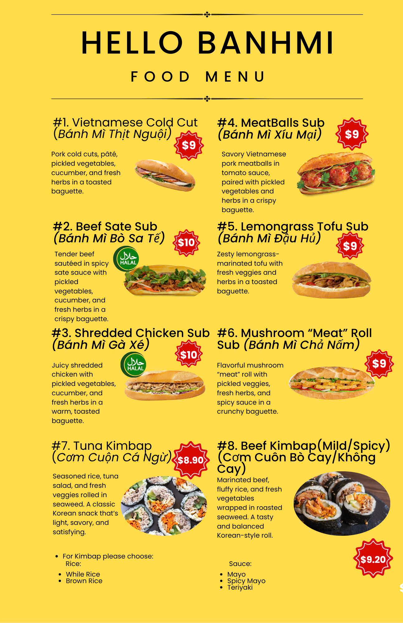 A selection of our delicious Banh Mi