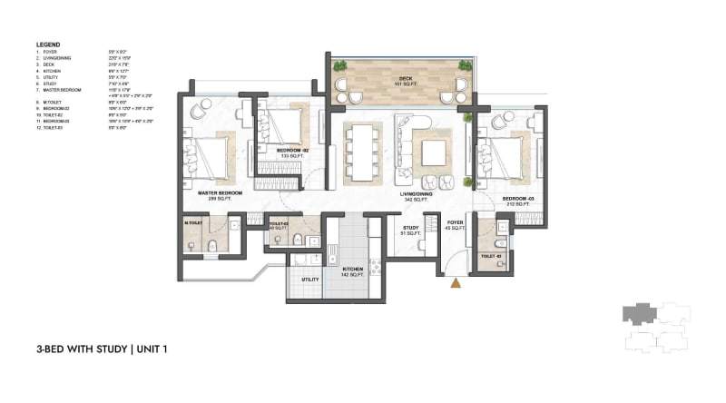 3 Bed With Study
