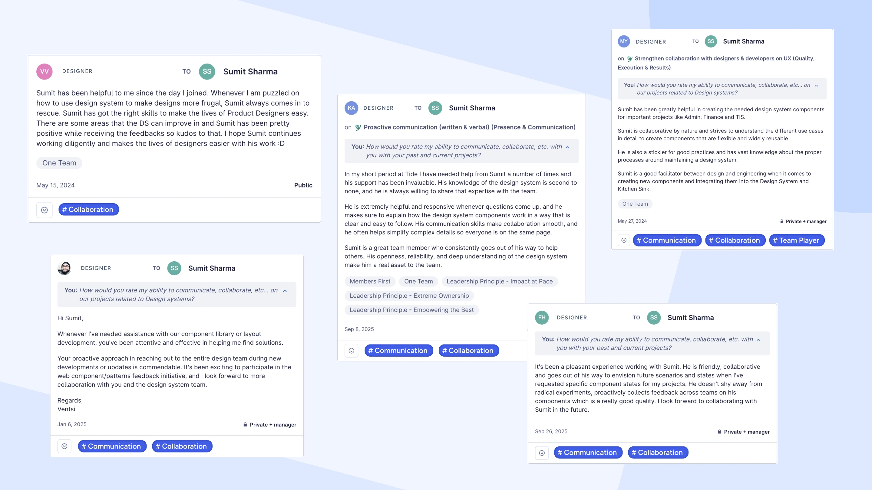 Appraises of work at Tide given to Sumit Sharma